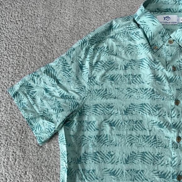 Southern Tide Shirt Mens Large Floral Hawaiian Linen Short Sleeve Button Down - Picture 7 of 11